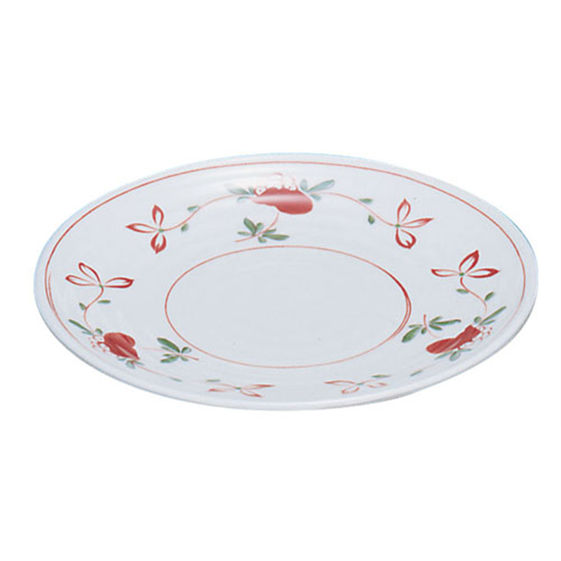 メラミン「赤絵」 丸皿 (小) AK-14 1袋(ご注文単位1袋)【直送品】