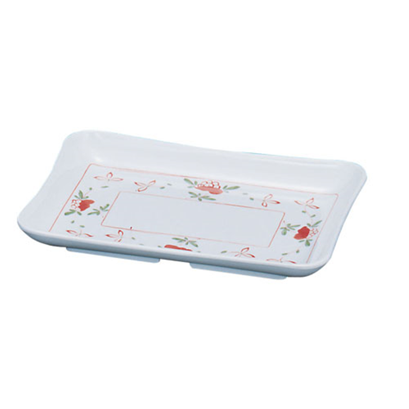 メラミン「赤絵」　角皿（大）切立 AK-29 1袋（ご注文単位1袋）【直送品】