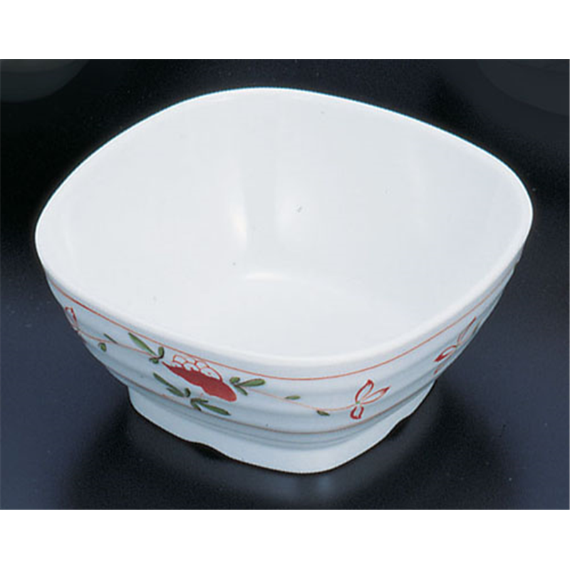 メラミン「赤絵」　角小鉢　　AK-50  1袋（ご注文単位1袋）【直送品】