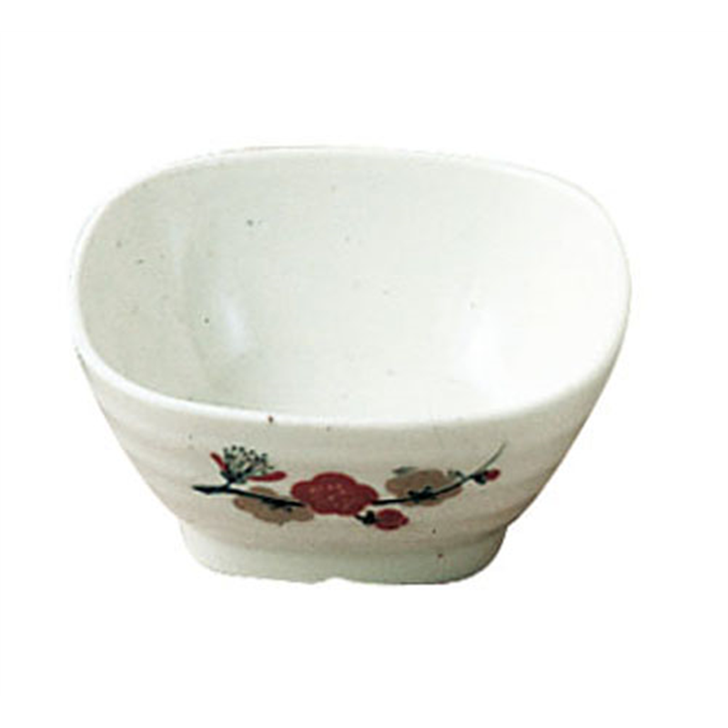 メラミン「元禄梅」　角小鉢　　　U-50  1袋（ご注文単位1袋）【直送品】