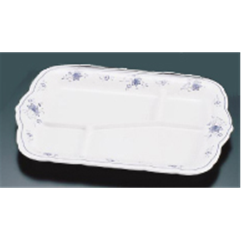 メラミン「ビューティフラワー」　　　角皿 A仕切付　BF-24　15.2吋 1袋（ご注文単位1袋）【直送品】