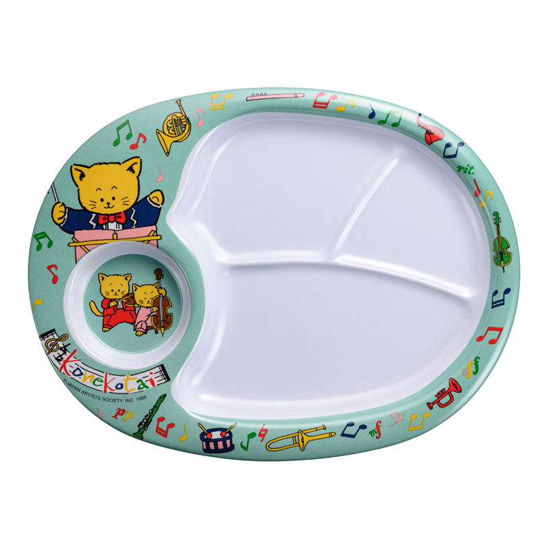 メラミンお子様ランチ皿 こねこたい ブルー 1個(ご注文単位1個)【直送品】