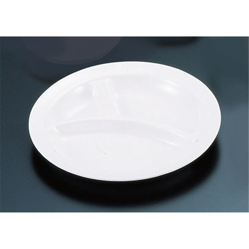 メラミン　丸ランチ皿　№52（大） 3ツ切　　　　白 1袋（ご注文単位1袋）【直送品】