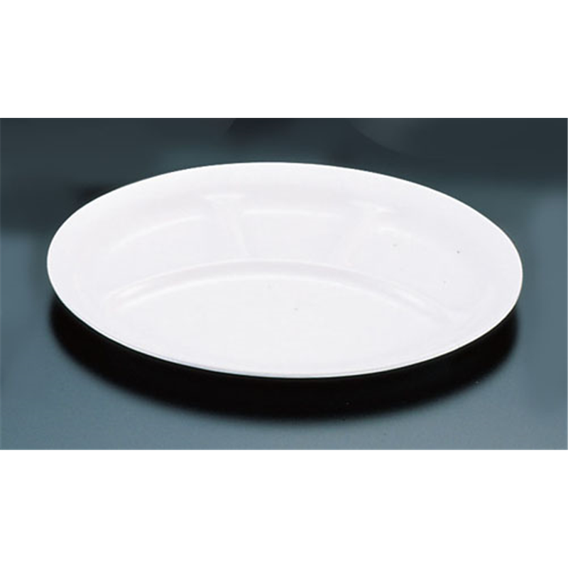 メラミン　小判ランチ皿　№54（大） 4ツ切　　　　白 1袋（ご注文単位1袋）【直送品】