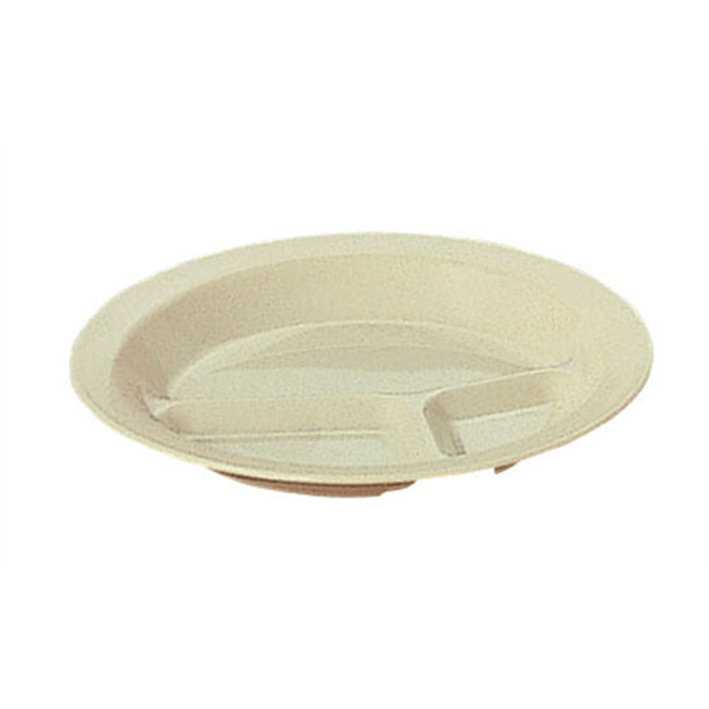 PP食器　丸ランチ皿（クリーム）3ッ切 №1714K 1袋（ご注文単位1袋）【直送品】