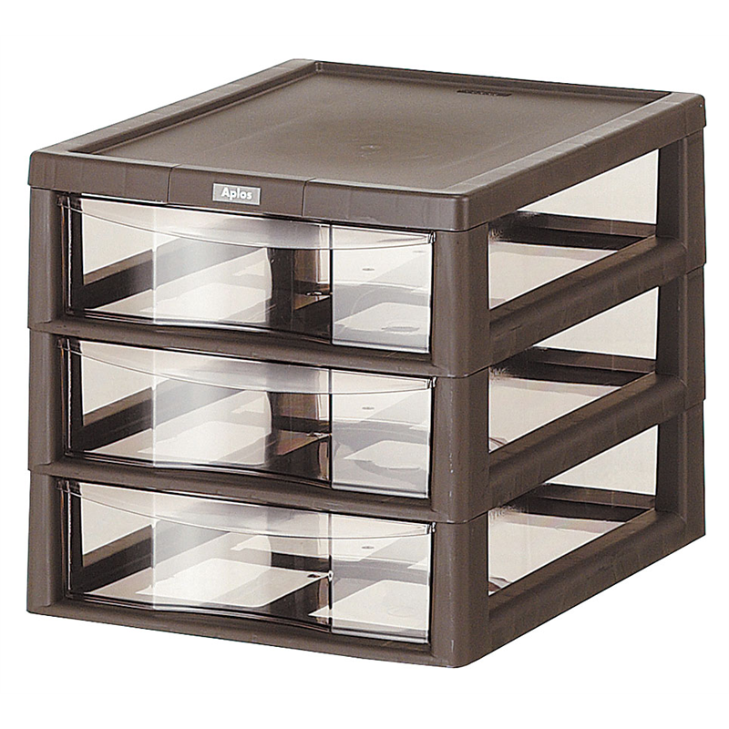 アプロス　深型3段 ダークブラウン 1箱（ご注文単位1箱）【直送品】