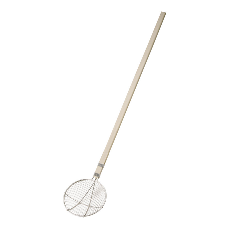 TS ステンレス木柄給食用すくい網 丸型 24cm極荒目(2.5メッシュ) 1個(ご注文単位1個)【直送品】