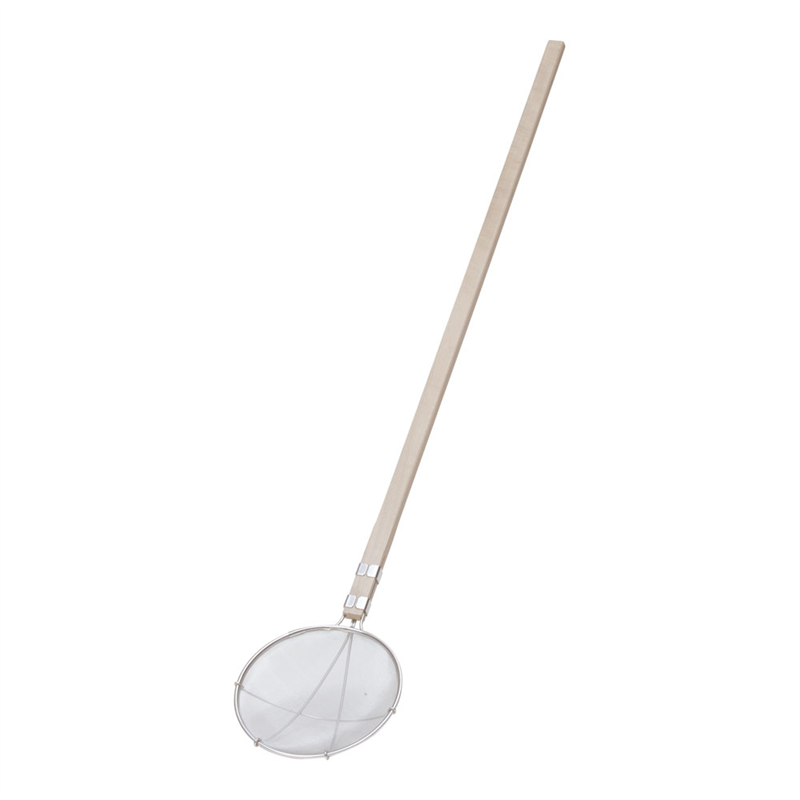 TS ステンレス木柄給食用すくい網 丸型 24cm 極細目(40メッシュ) 1個(ご注文単位1個)【直送品】