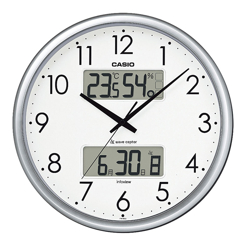 カシオ 温湿度計付電波時計 ITM-650J-8JF 1箱(ご注文単位1箱)【直送品】
