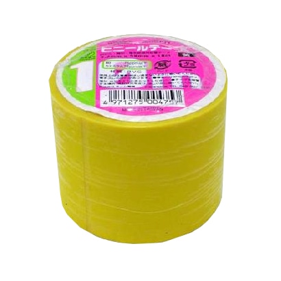 オーム電機 DE5010Y 00-0475 ビニールテープ 幅5cm×長さ10m 黄（ご注文単位4袋）【直送品】