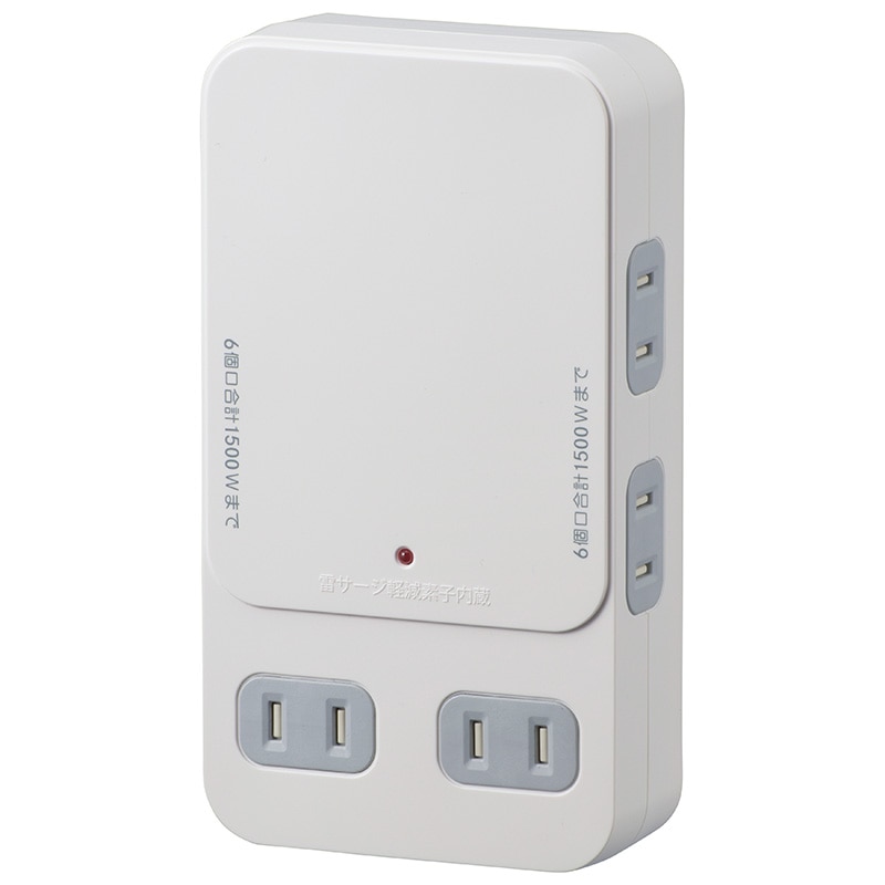 オーム電機 HS-AK6B-W 00-1403 増設用壁タップ 6個口（ご注文単位1袋）【直送品】