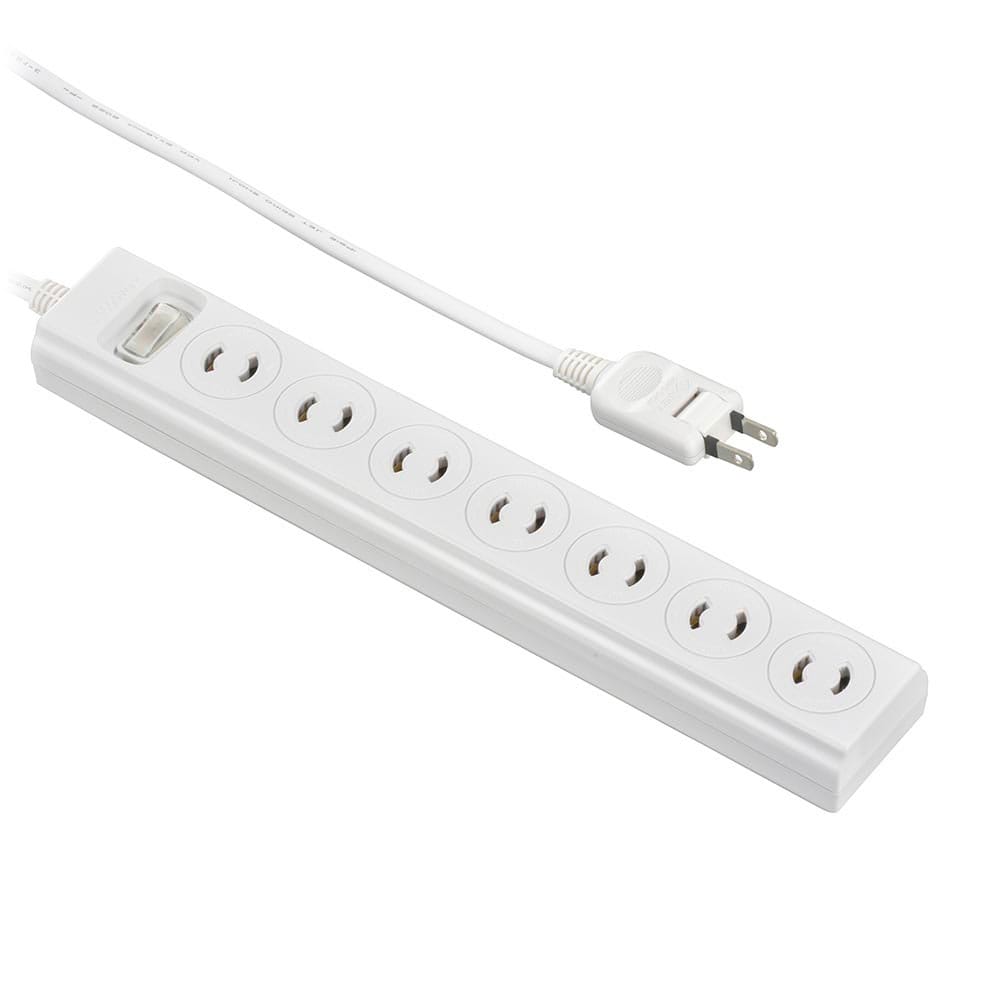 オーム電機 HS-TKL732PB3-W 00-1746 抜け止めOAタップ 2ピンプラグ対応 雷ガード 7個口 3m(ご注文単位1袋)【直送品】