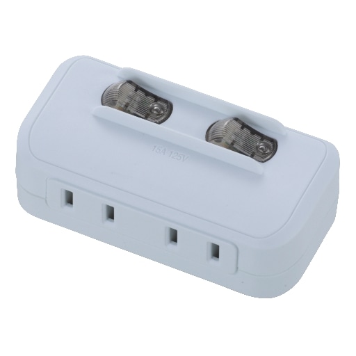 オーム電機 HS-A1758W 00-1758 LED個別スイッチ付き 節電タップ 2個口（ご注文単位1袋）【直送品】
