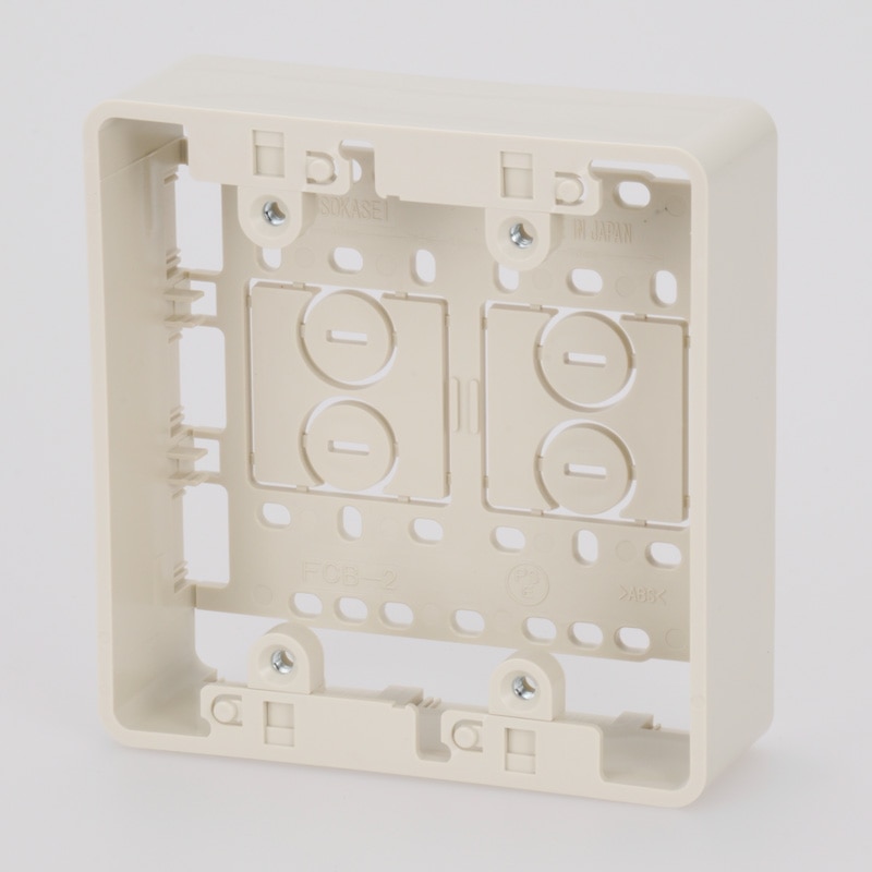 オーム電機 DZ-FCB2M 00-4283 モールボックス 露出ボックス モール用 スイッチボックス 2口 ミルキー DZ-FCB2M（ご注文単位1袋）【直送品】