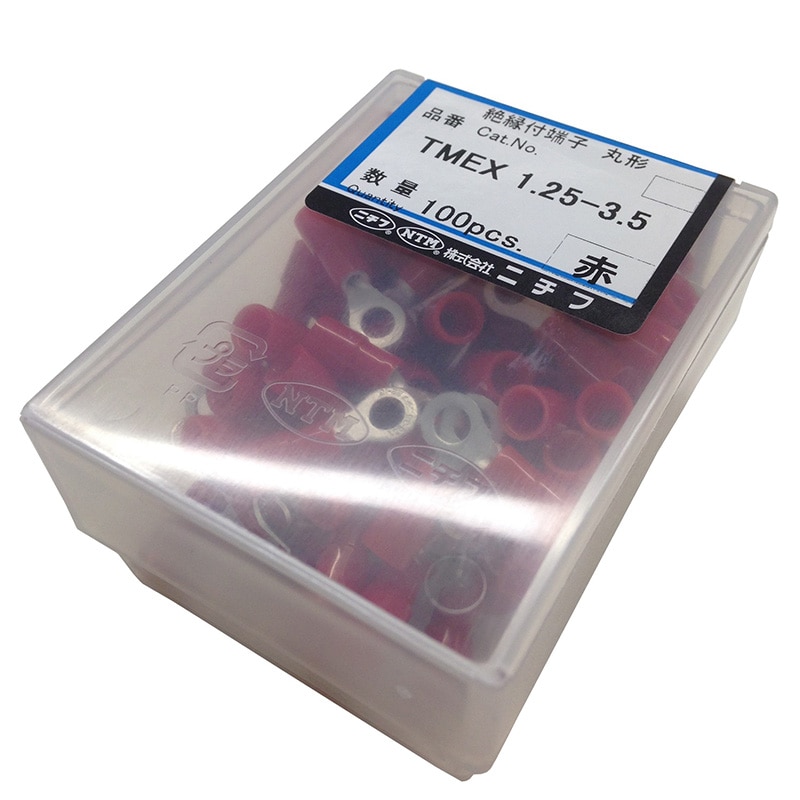 オーム電機 TMEX1.25-3.5-RED 00-4656 ニチフ 圧着端子 絶縁丸型R型 TMEX1.25-3.5 赤 100個入 TMEX1.25-3.5-RED（ご注文単位1袋）【直送品】