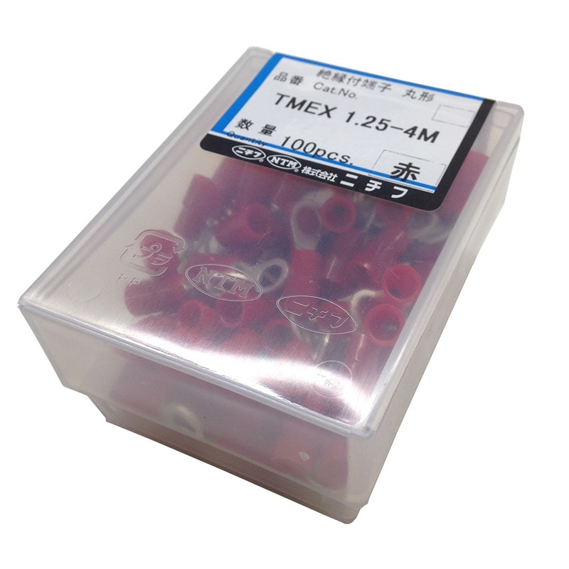 オーム電機 TMEX1.25-4M-RED 00-4658 ニチフ 圧着端子 絶縁丸型R型 100個入 TMEX1.25-4M-RED（ご注文単位1袋）【直送品】