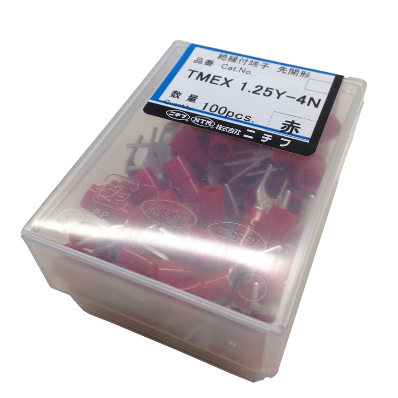 オーム電機 TMEX1.25Y-4N-RED 00-4670 ニチフ 圧着端子 絶縁Y型 TMEX1.25Y-4N 赤 100個入 TMEX1.25Y-4N-RED（ご注文単位1袋）【直送品】