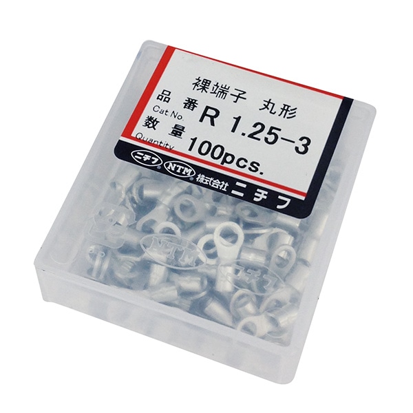 オーム電機 R1.25-3 00-4910 ニチフ 裸圧着端子 丸型R型 R1.25-3 100個入 R1.25-3(ご注文単位1袋)【直送品】