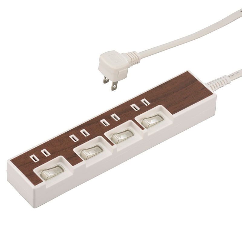 オーム電機 HS-TP415WD-T 00-5016 節電タップ 4個口 1.5m 木目調ブラウン(ご注文単位1袋)【直送品】