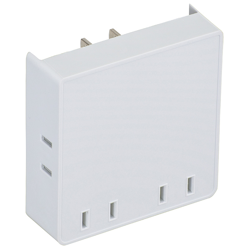 オーム電機 HS-A4PBT-W 00-6903 スクエアタップ 4個口(ご注文単位1袋)【直送品】