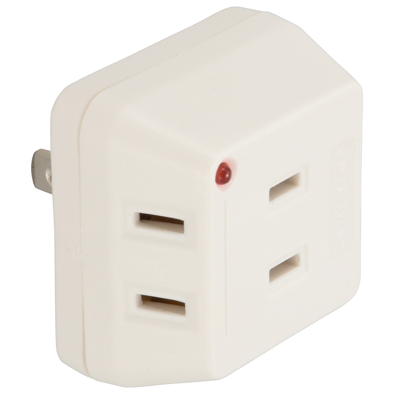 オーム電機 HS-AK3PBT-W 00-6966 雷に強いトリプルタップ 3個口 白(ご注文単位1袋)【直送品】