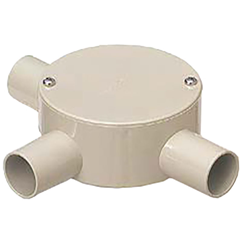 オーム電機 PVM16-3J 00-9375 露出用丸形ボックス16用(平蓋)3方出 ベージュ PVM16-3J(ご注文単位1袋)【直送品】