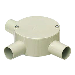 オーム電機 PVM22-3J 00-9376 未来工業 露出用丸形ボックス22用(平蓋)3方出 ベージュ PVM22-3J(ご注文単位1袋)【直送品】