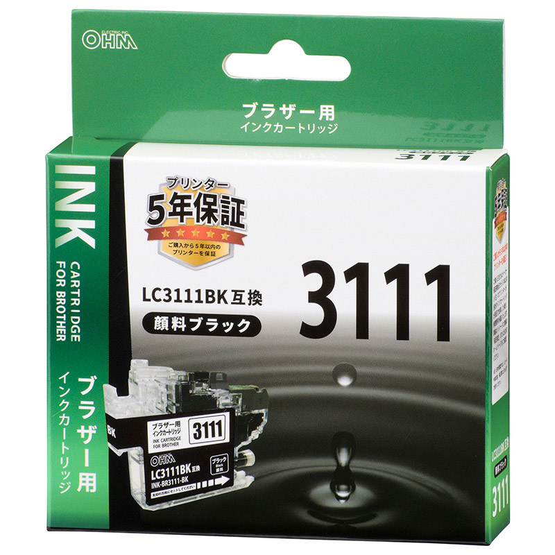 オーム電機 INK-BR3111-BK 01-3871 ブラザー互換 LC3111 顔料ブラック（ご注文単位1袋）【直送品】