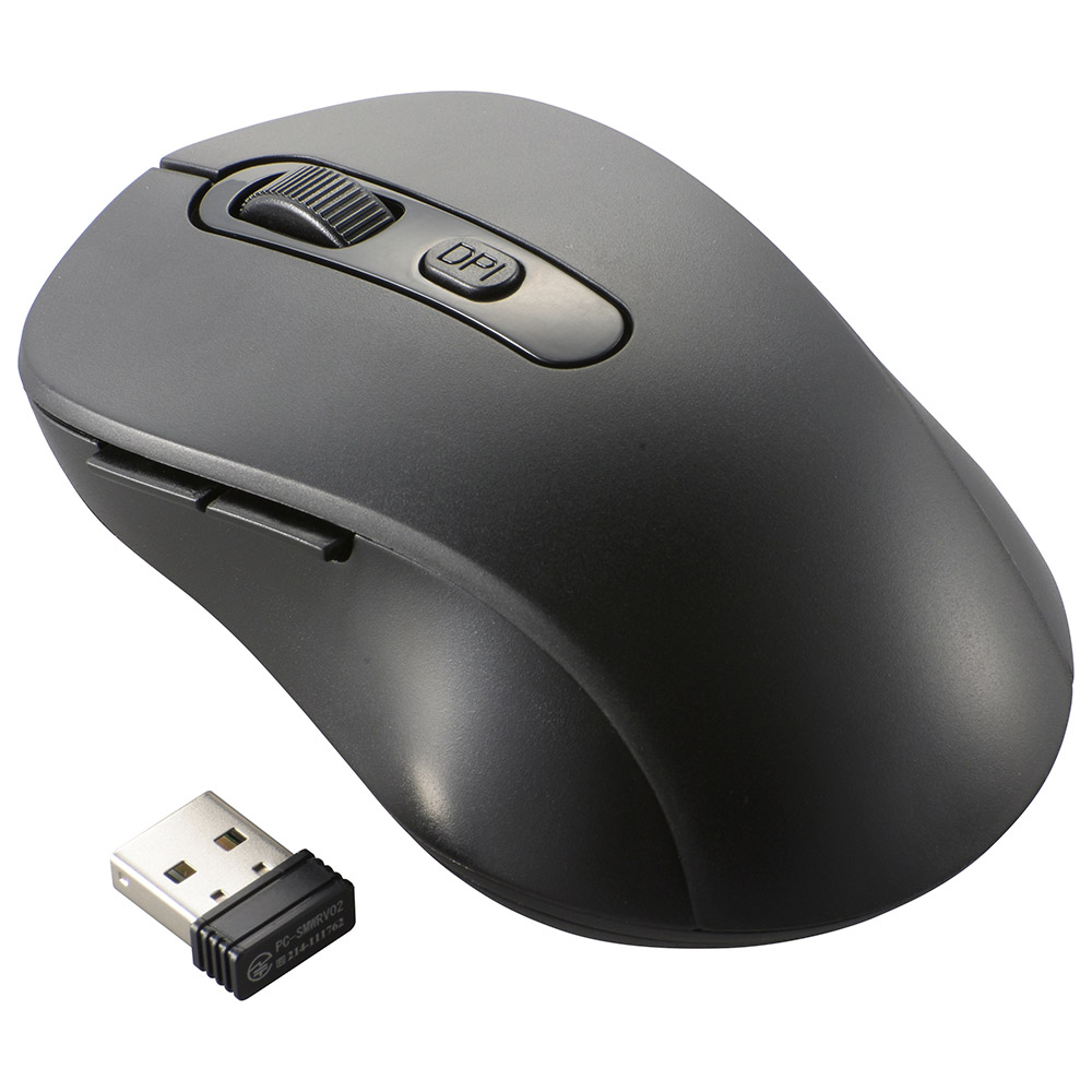 オーム電機 PC-SMW11BS5MB-K 01-3982 静音ワイヤレスマウス BlueLED Mサイズ 抗菌 ブラック（ご注文単位1袋）【直送品】