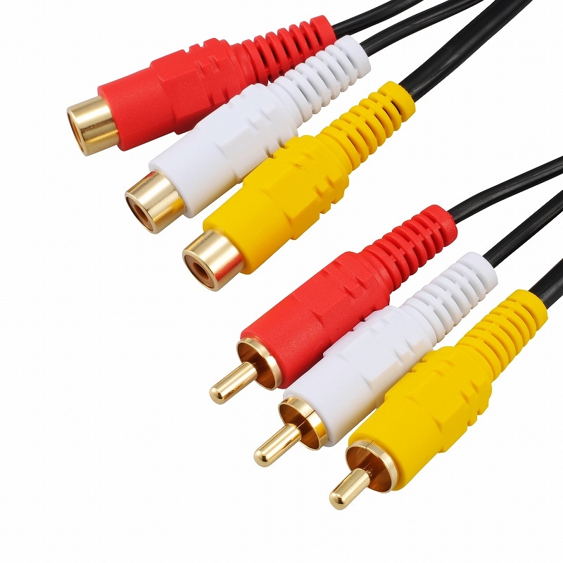 オーム電機 VIS-C20R3J-K 01-5130 ビデオ延長コード ピンプラグ×3-ピンジャック×3 2m（ご注文単位1袋）【直送品】