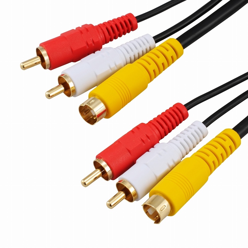 オーム電機 VIS-C20S2R-K 01-5136 S端子付 ビデオ接続コード ピンプラグ×2+S-ピンプラグ×2+S 2m（ご注文単位1袋）【直送品】