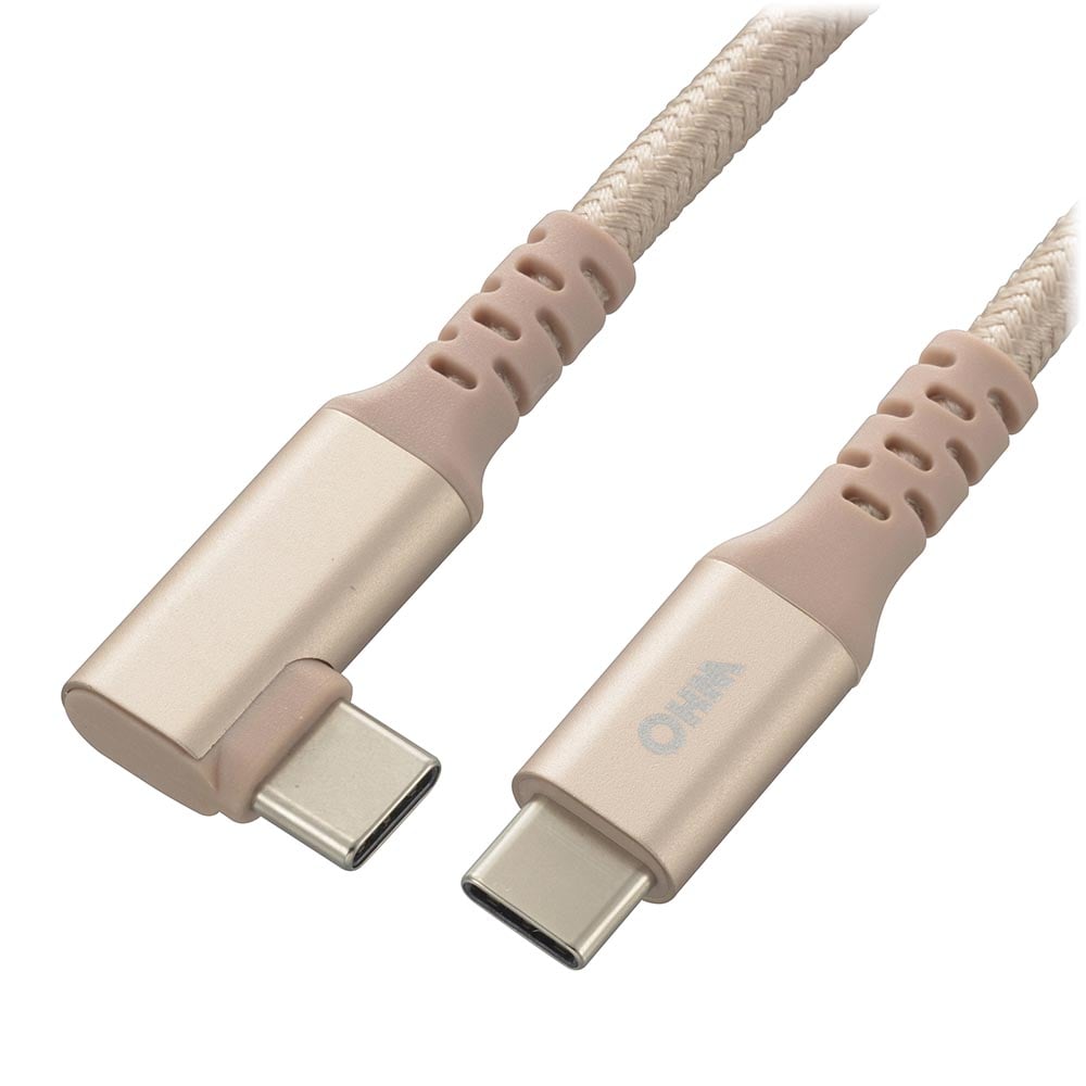 オーム電機 SMT-L15LTCC-N 01-7138 AudioComm断線に強いTypeCケーブル PD対応 L型 1.5m(ご注文単位1袋)【直送品】