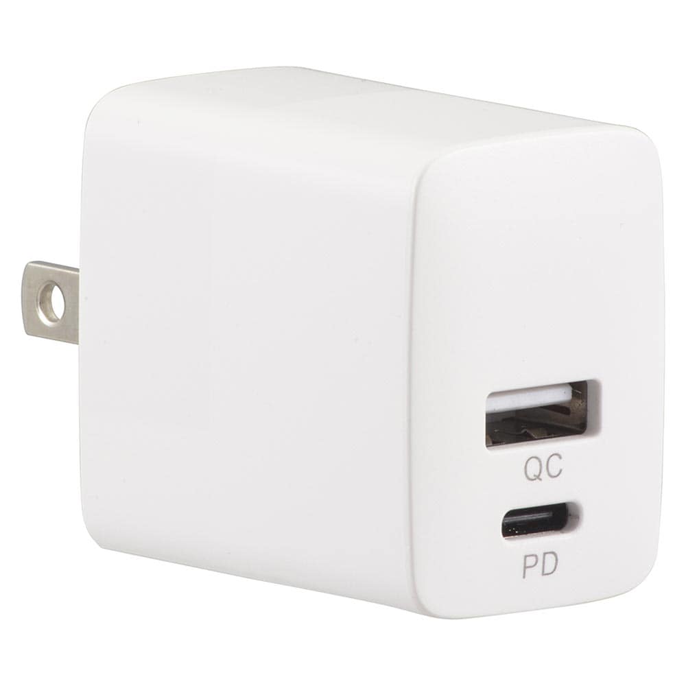 オーム電機 MAV-AQP20W-W 01-7172 AudioComm AC充電器 PD対応Type-C+QC対応Type-A（ご注文単位1袋）【直送品】