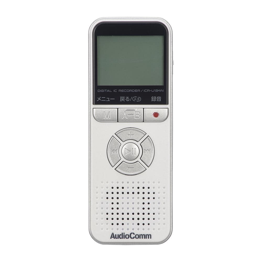 オーム電機 ICR-U134N 03-1908 AudioCommデジタルICレコーダー 4GB ホワイト（ご注文単位1袋）【直送品】