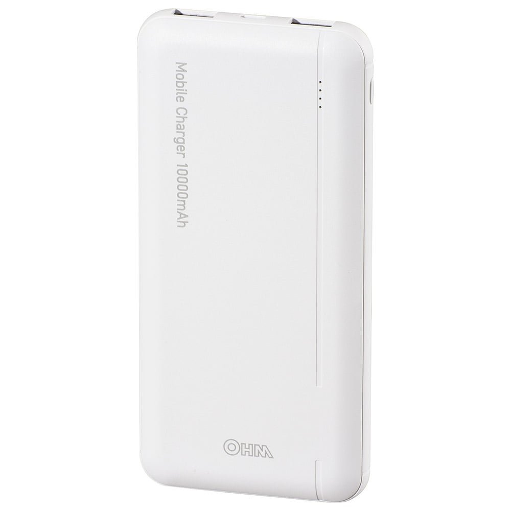 オーム電機 SMP-JV53W 05-1196 モバイルチャージャー 10000mAh(ご注文単位1袋)【直送品】
