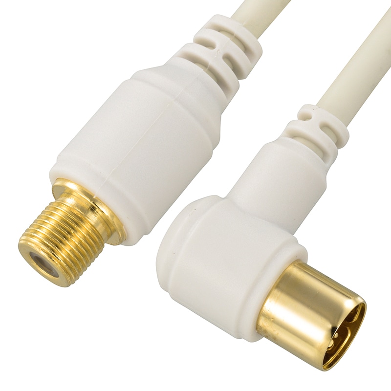 オーム電機 ANT-C2S2FJL-W 06-1972 TV接続ケーブル 2C 4K8K対応 L-延長型 2m(ご注文単位1袋)【直送品】