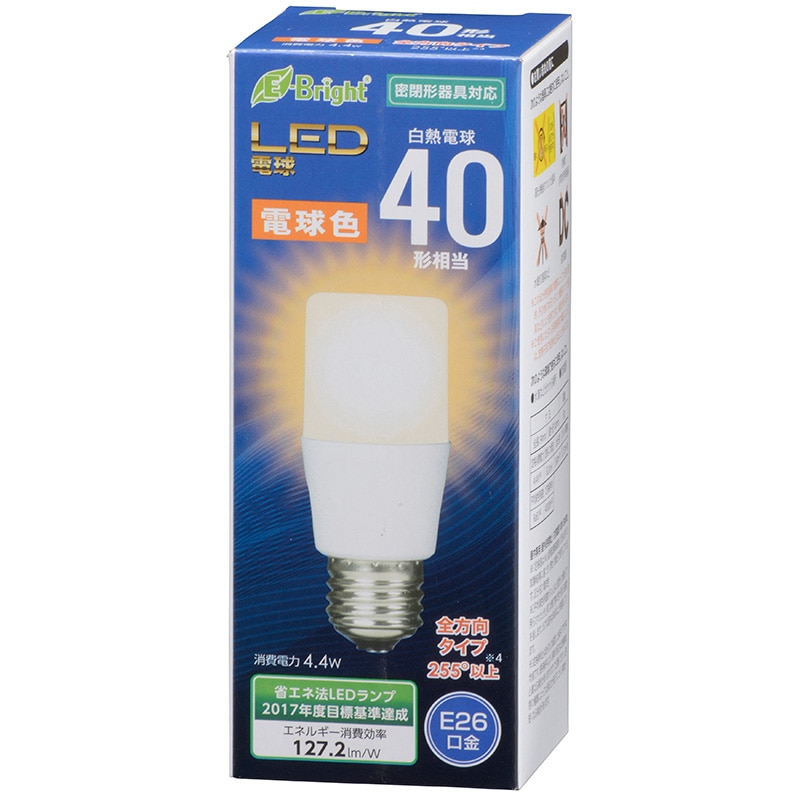 オーム電機 LDT4L-GAG20 06-3605 LED電球 T形 E26 40形相当 電球色(ご注文単位1袋)【直送品】