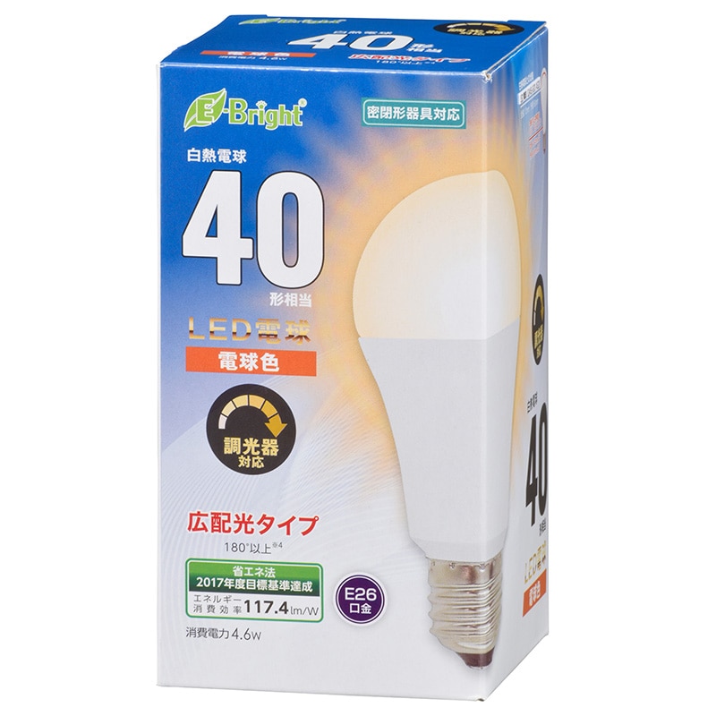 オーム電機 LDA5L-G/DAS20 06-3617 LED電球 E26 40形相当 電球色(ご注文単位1袋)【直送品】
