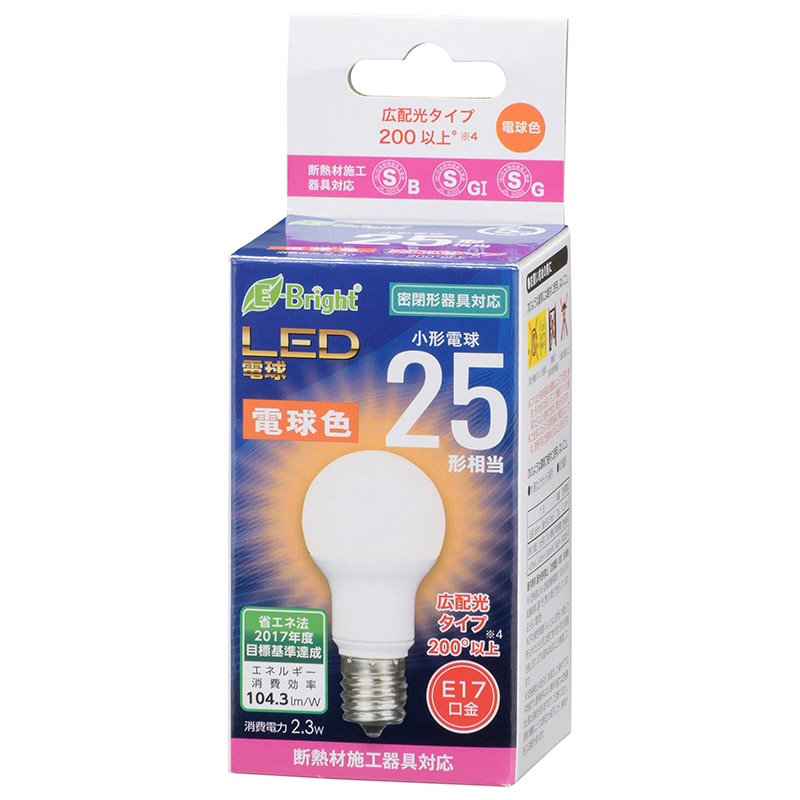 オーム電機 LDA2L-G-E17IH2R1 06-3621 LED電球 小形 E17 25形相当 電球色(ご注文単位1袋)【直送品】