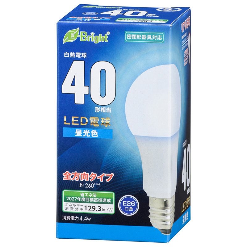 オーム電機 LDA4D-GAG27 06-4342 LED電球 E26 40形相当 全方向 昼光色(ご注文単位1袋)【直送品】