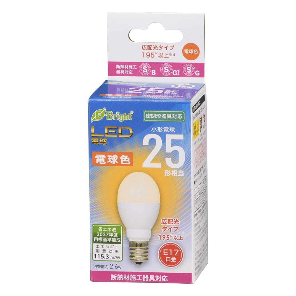 オーム電機 LDA3L-G-E17IH23 06-4801 LED電球 小形 E17 25形相当 電球色(ご注文単位1袋)【直送品】