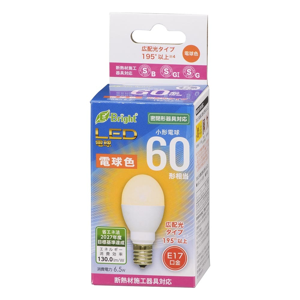 オーム電機 LDA7L-G-E17IH23 06-4805 LED電球 小形 E17 60形相当 電球色(ご注文単位1袋)【直送品】