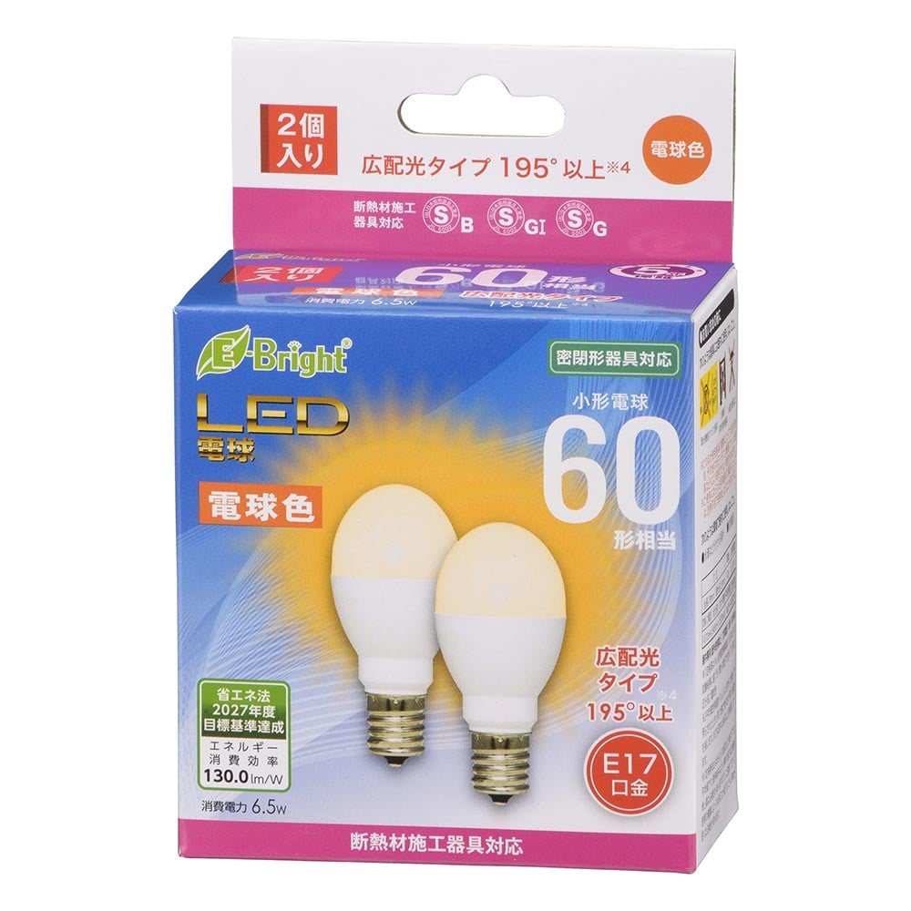 オーム電機 LDA7L-G-E17IH232P 06-4811 LED電球 小形 E17 60形相当 電球色 2個入(ご注文単位1袋)【直送品】