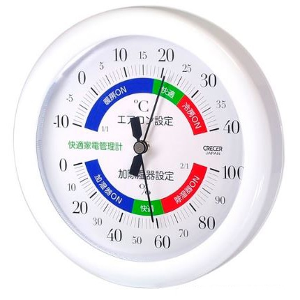 オーム電機 TR-130W 07-7738 クレセル 快適家電管理計 温湿度計 壁掛け・卓上両用 スタンド付き ホワイト（ご注文単位1袋）【直送品】