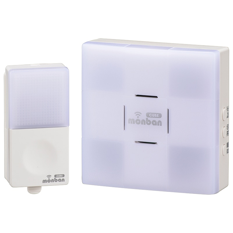 オーム電機 OCH-SET23-BLUE 08-0523 monban CUBE 押しボタン送信機+光フラッシュAC電源式受信機(ご注文単位1袋)【直送品】
