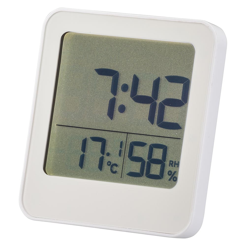 オーム電機 HB-T20-W 08-1450 お風呂クロック&温湿度計 ホワイト（ご注文単位1袋）【直送品】