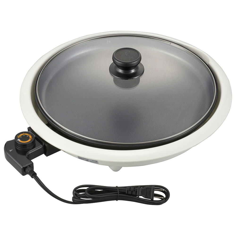 オーム電機 COK-YM130A-W 08-3292 ホットプレート フッ素加工 ホワイト（ご注文単位1袋）【直送品】