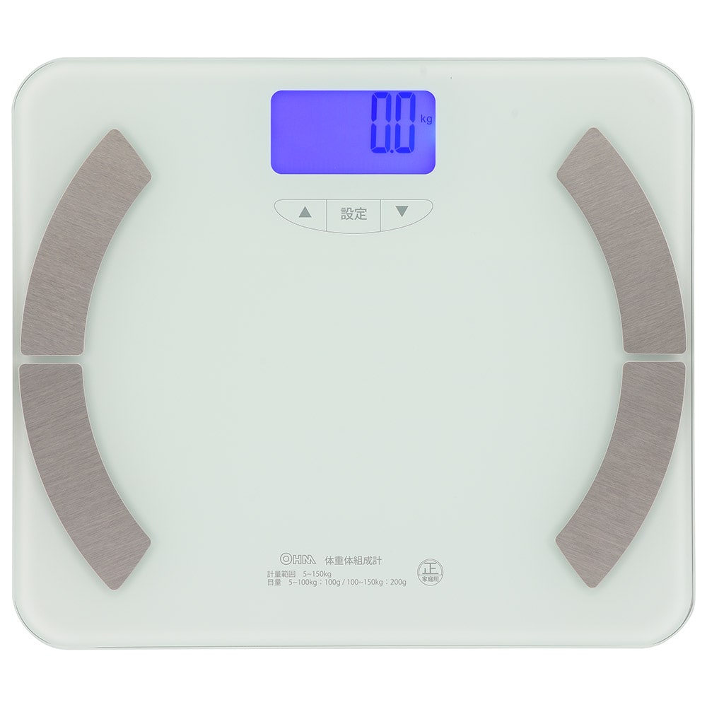 オーム電機 HB-KG12R1 08-3923 体重体組成計 バックライト付 ホワイト（ご注文単位1袋）【直送品】