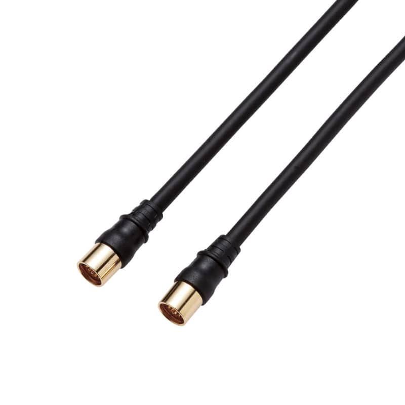 オーム電機 4JW1RSSSB(B) 14-0356 DXアンテナ TV接続ケーブル 2K4K8K対応 1.5m 黒(ご注文単位1袋)【直送品】