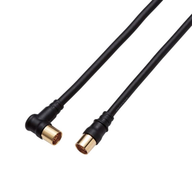 オーム電機 4JW1SLSB(B) 14-0357 DXアンテナ TV接続ケーブル 2K4K8K対応 1m 黒(ご注文単位1袋)【直送品】